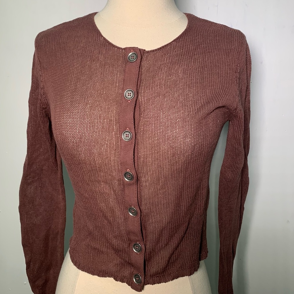 Zara SRPLS burgundy knitted cardigan size XS cotton ref 4566/413